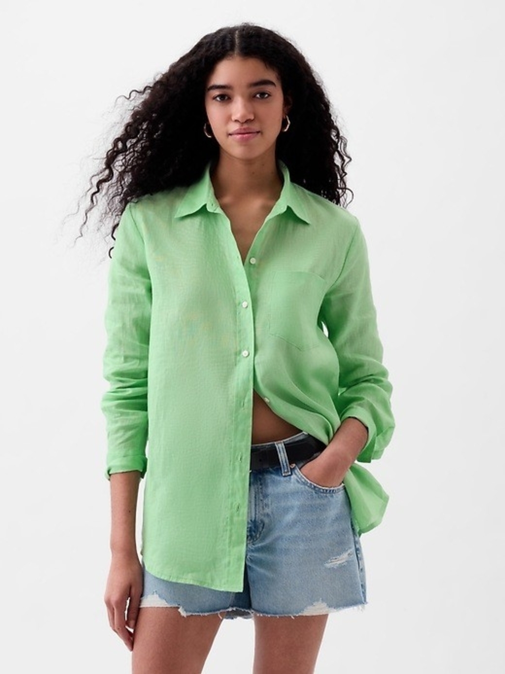 Linen Boyfiend Button Up Medium